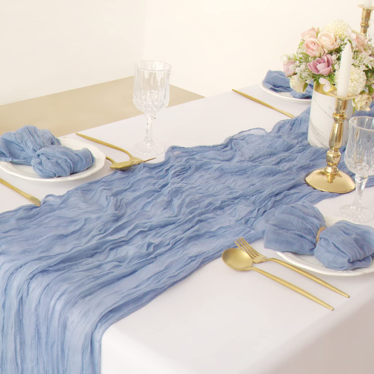 Socomi Dusty Blue Cheesecloth Napkins Easter Spring Napkins Set Of 10 Boho Washable Dinner Table Napkins For Wedding Party Baby