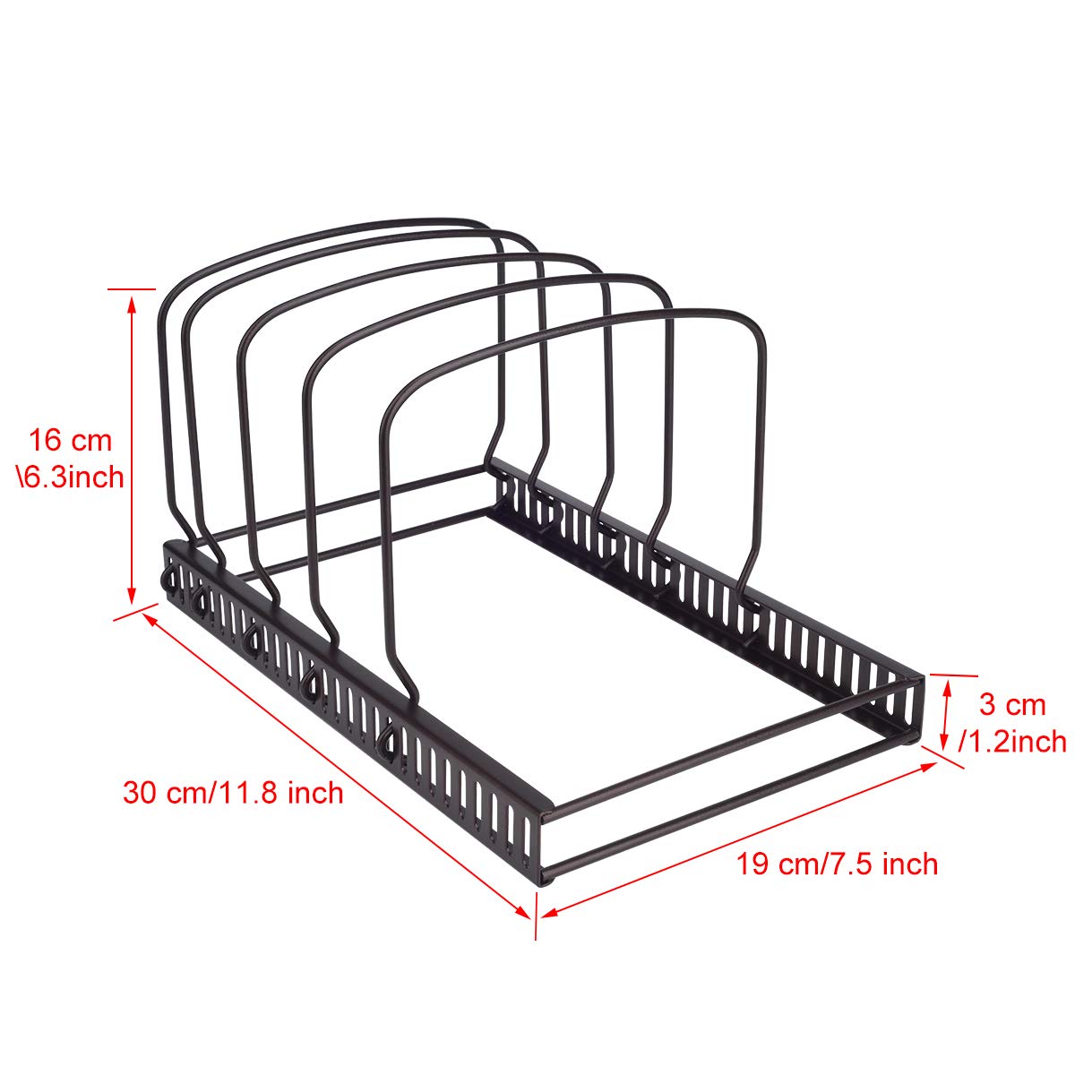 Toplife 10+ Bakeware Organizer Rack For Kitchen Bakeware, Cookware, Dinnerware, Cutting Boards, Plates, Pot And Pan Lids (Brown)