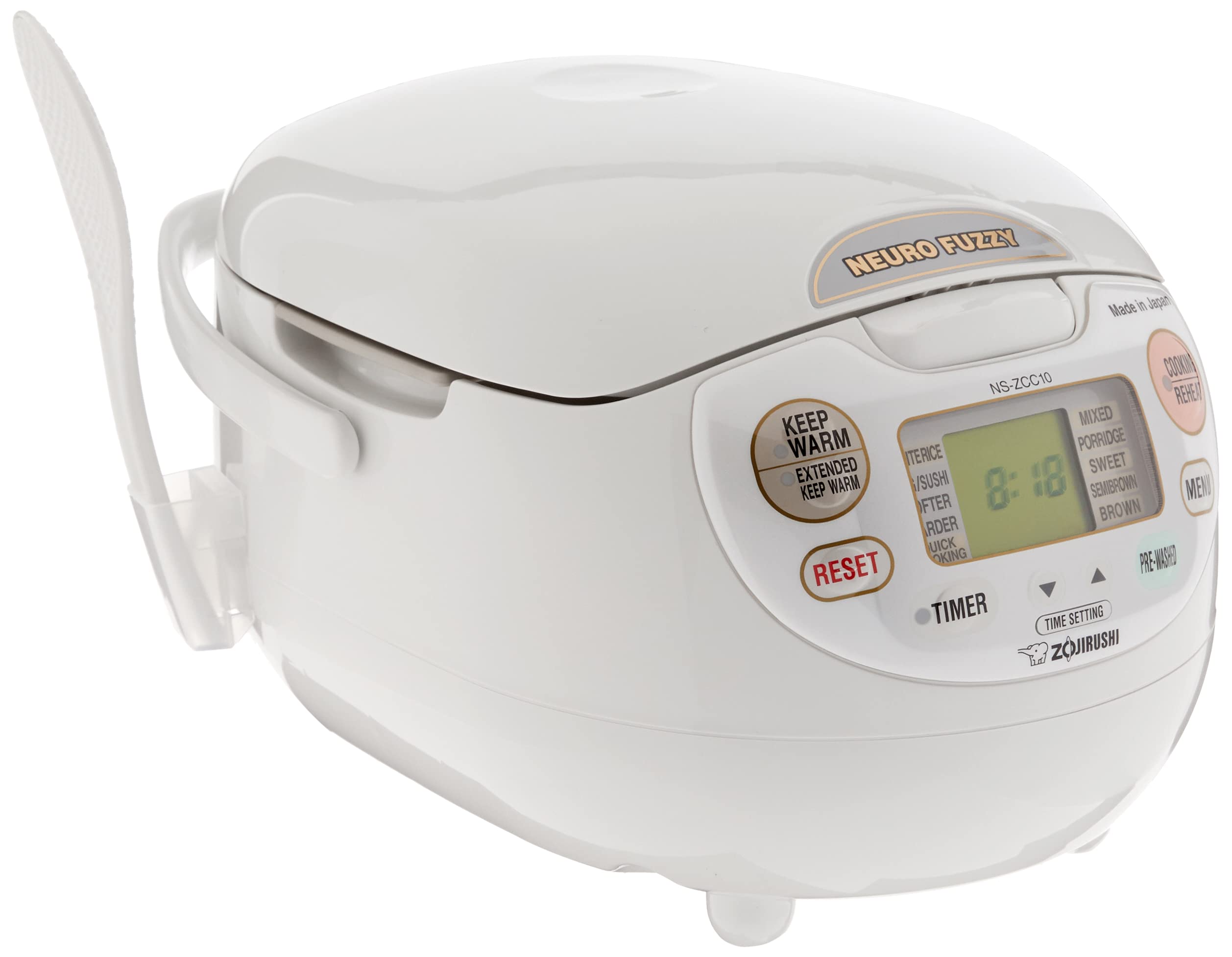 Zojirushi Ns-Zcc10 5-1/2-Cup Neuro Fuzzy Rice Cooker And Warmer, Premium White