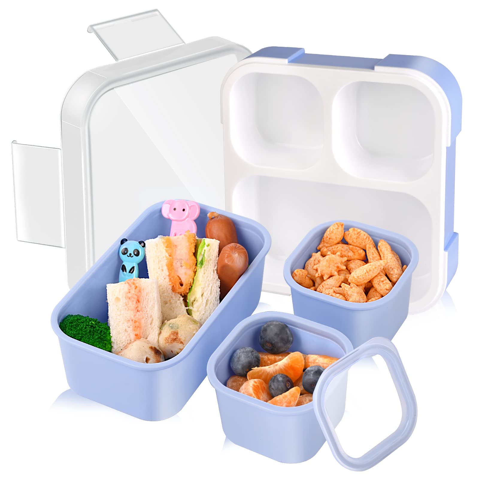 Genteen Bento Box For Kids, Kids Lunch Box With 3 Removable Compartments, Toddler Baby Lunch Box For Daycare, School, Leak-Proof