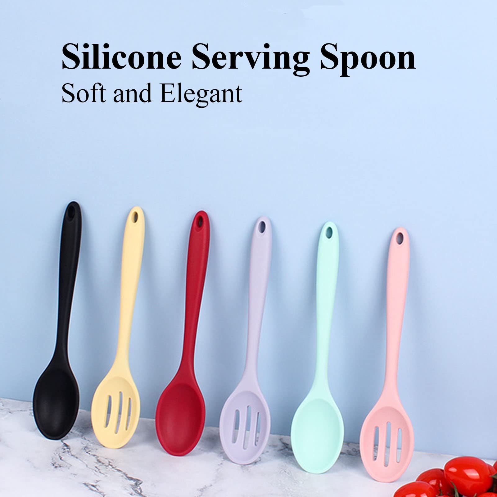Slotted Spoon, 4 Pcs Slotted Serving Spoons, Small Colorful Silicone Stirring Spoon, Mixing Slotted Spoons For Straining Oil And