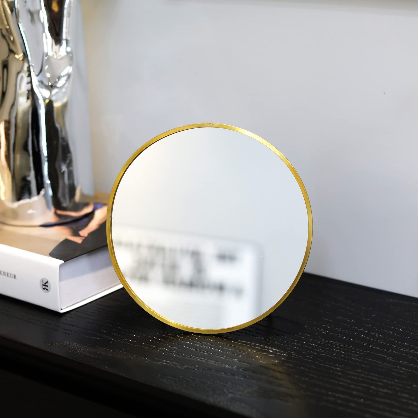 Longsheng - Since 2001 - Gold Vanity Makeup Mirror Table Desk Countertop Mirror Bathroom Shaving Make Up Mirror Home Decor-Round