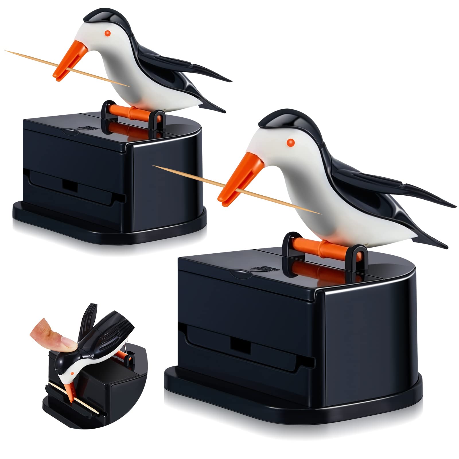 Suclain 2 Pcs Toothpick Dispenser Woodpecker Toothpick Holder Cute Funny Plastic Bird Kitchen Accessories Gift for Home Restaura