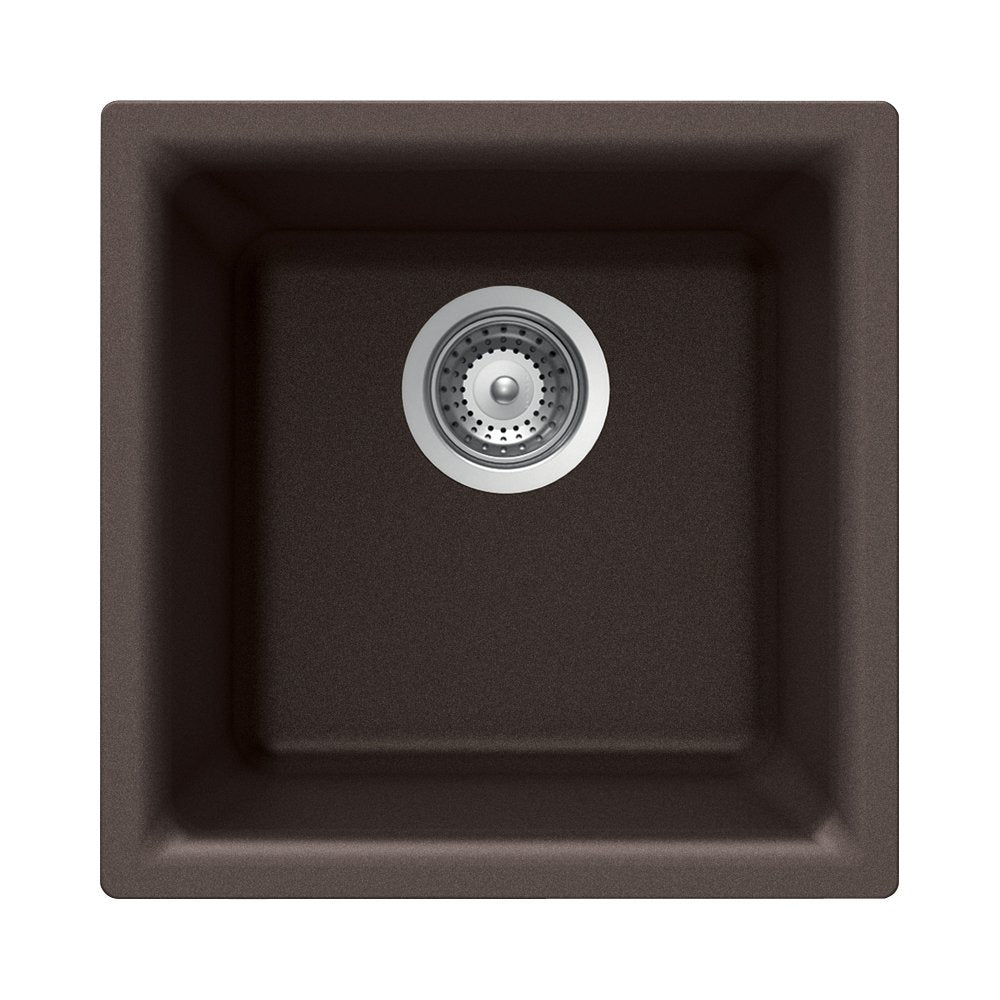Houzer Quartztone Granite Dual Mount 13 X 13 Inch Single Bowl Bar Sink, Mocha, E-100-Mocha
