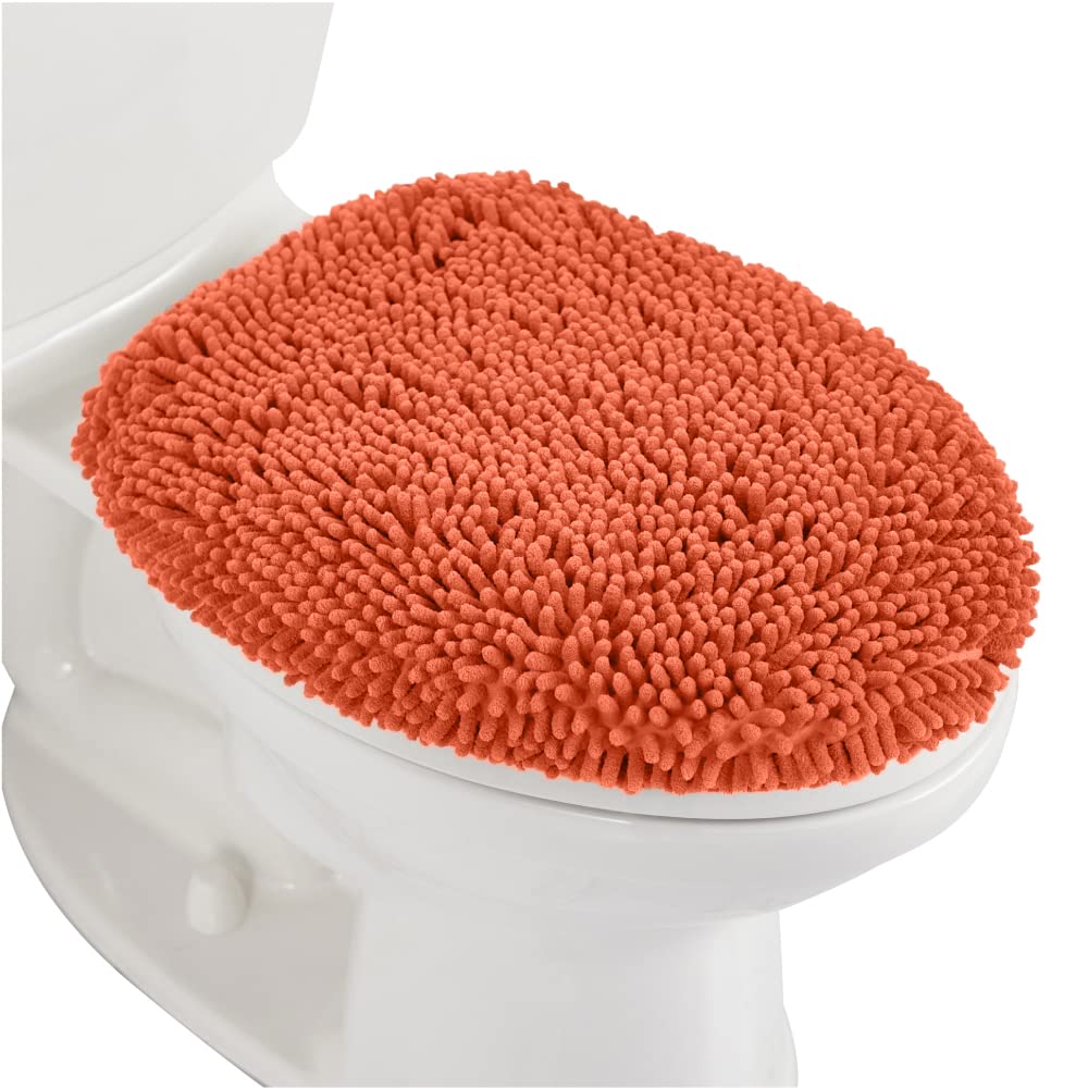 Gorilla Grip Soft Chenille Bathroom Toilet Lid Cover, Machine Washable Seat Covers, 17.5X15, Stays In Place Rubber Backing, Fits