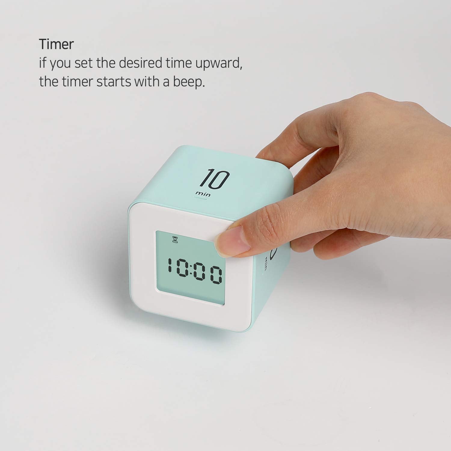 Mooas Multi Cube Timer/Rotating Flip Timer (White), Simple Operation, Clock & Time Timer For Kids Classroom Kitchen Desk Office,