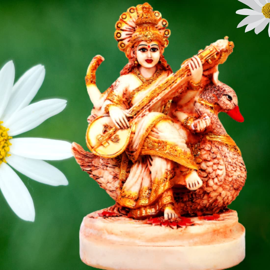 Buji Craft Saraswati Mata Ki Murti Idol Statue Showpiece Figurine For Pooja