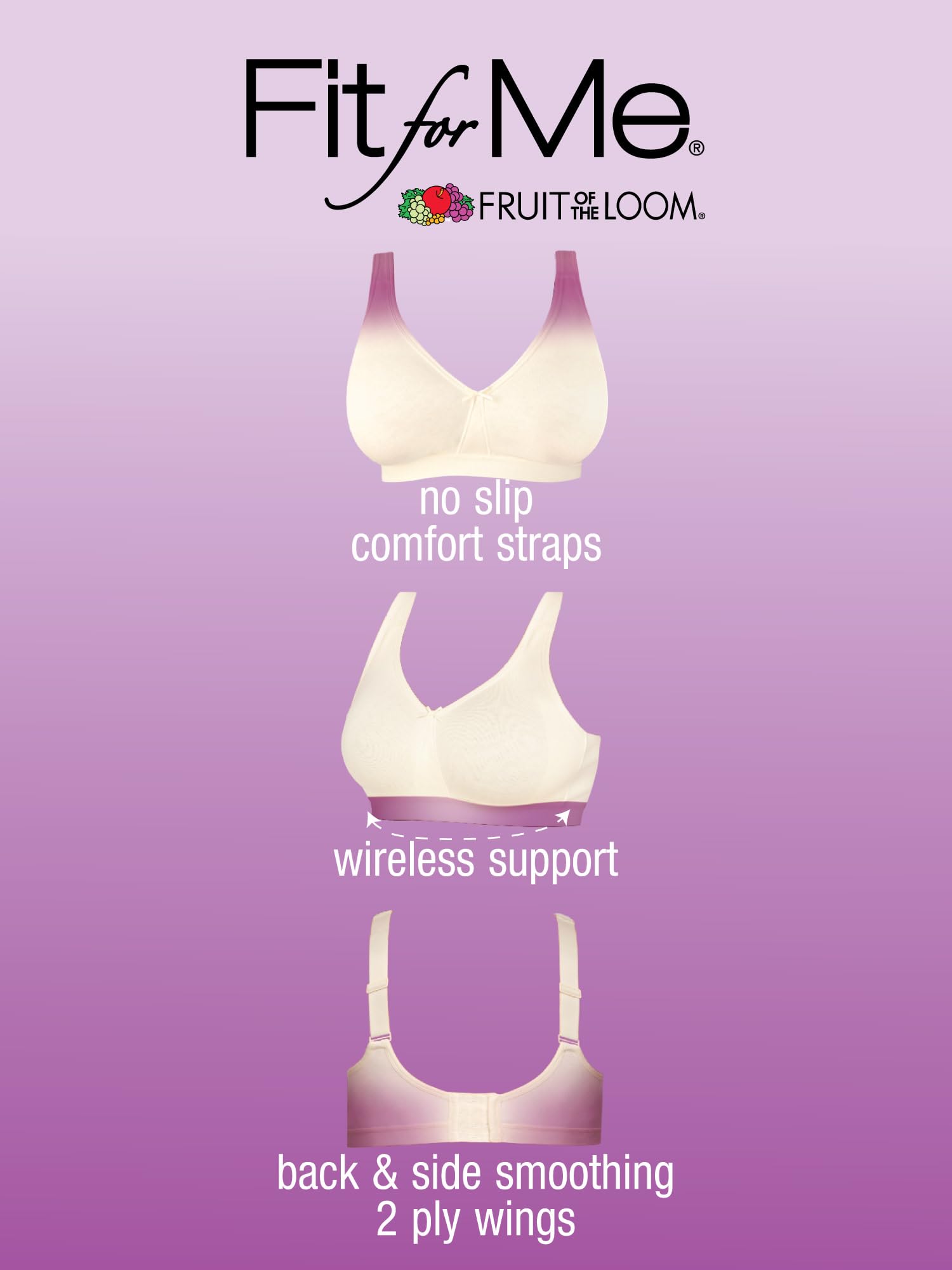 Fruit of the Loom Women's Plus-Size Wireless Cotton Bra 42DDD, Heather Grey, Model FT811