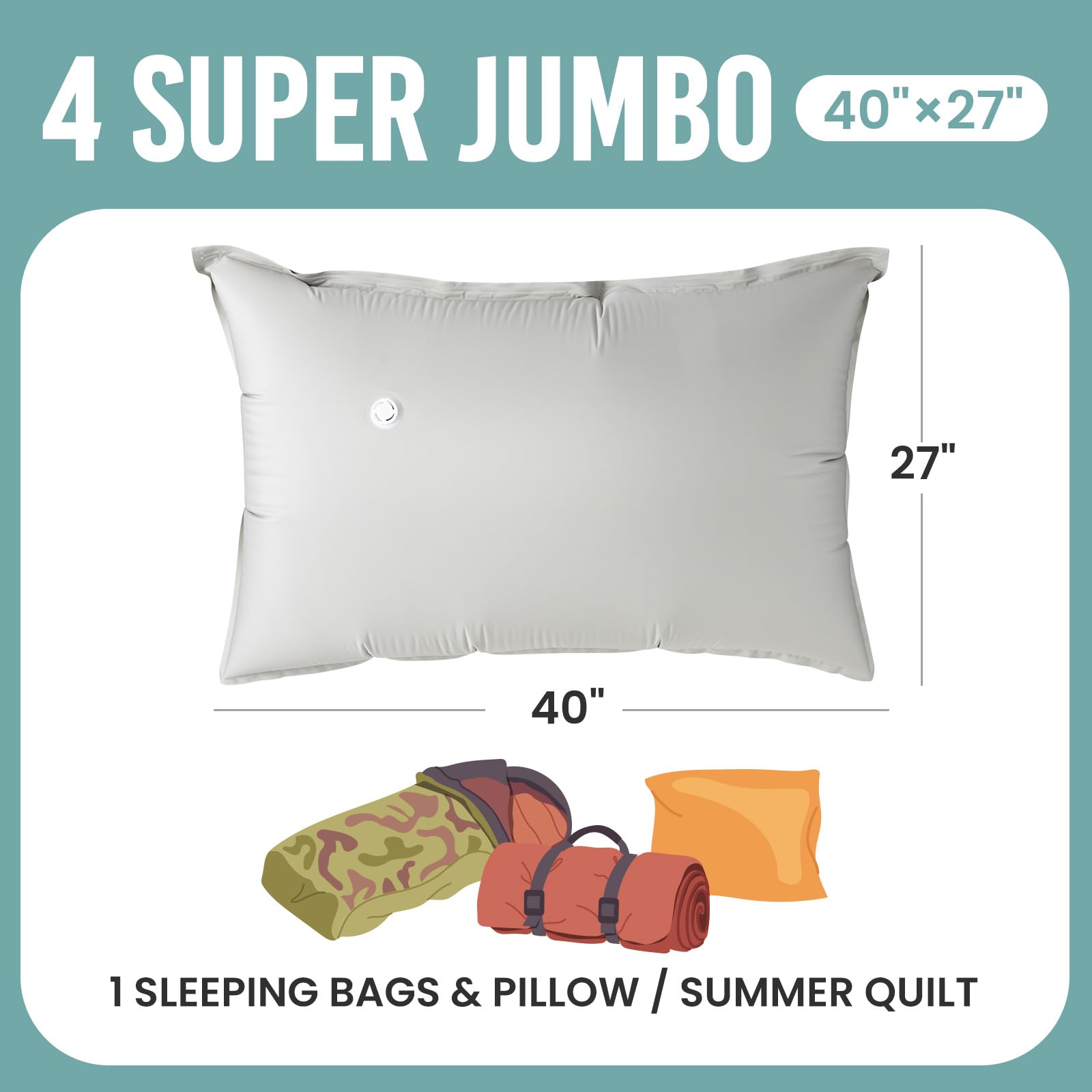 Taili Fabric Vacuum Storage Bags 4 Pack, Space Saver Bags (40W X 27L Inch), Outdoor Jumbo Vacuum Seal Bags For Camping, Storage