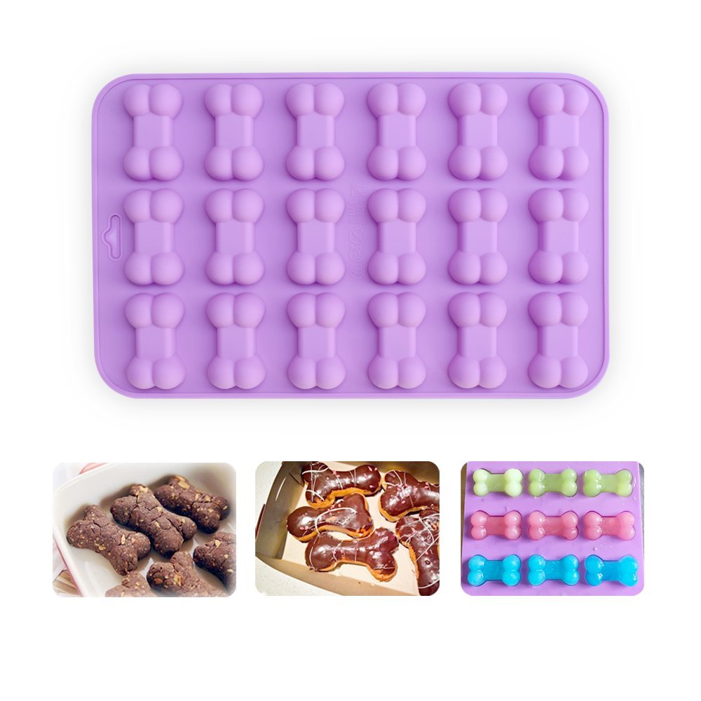Homedge Jumbo Puppy Dog Paw (6 Cavity) And Bone Molds, Non-Stick Food Grade Silicone Dog Treats Molds, Silicone Mold For Chocola