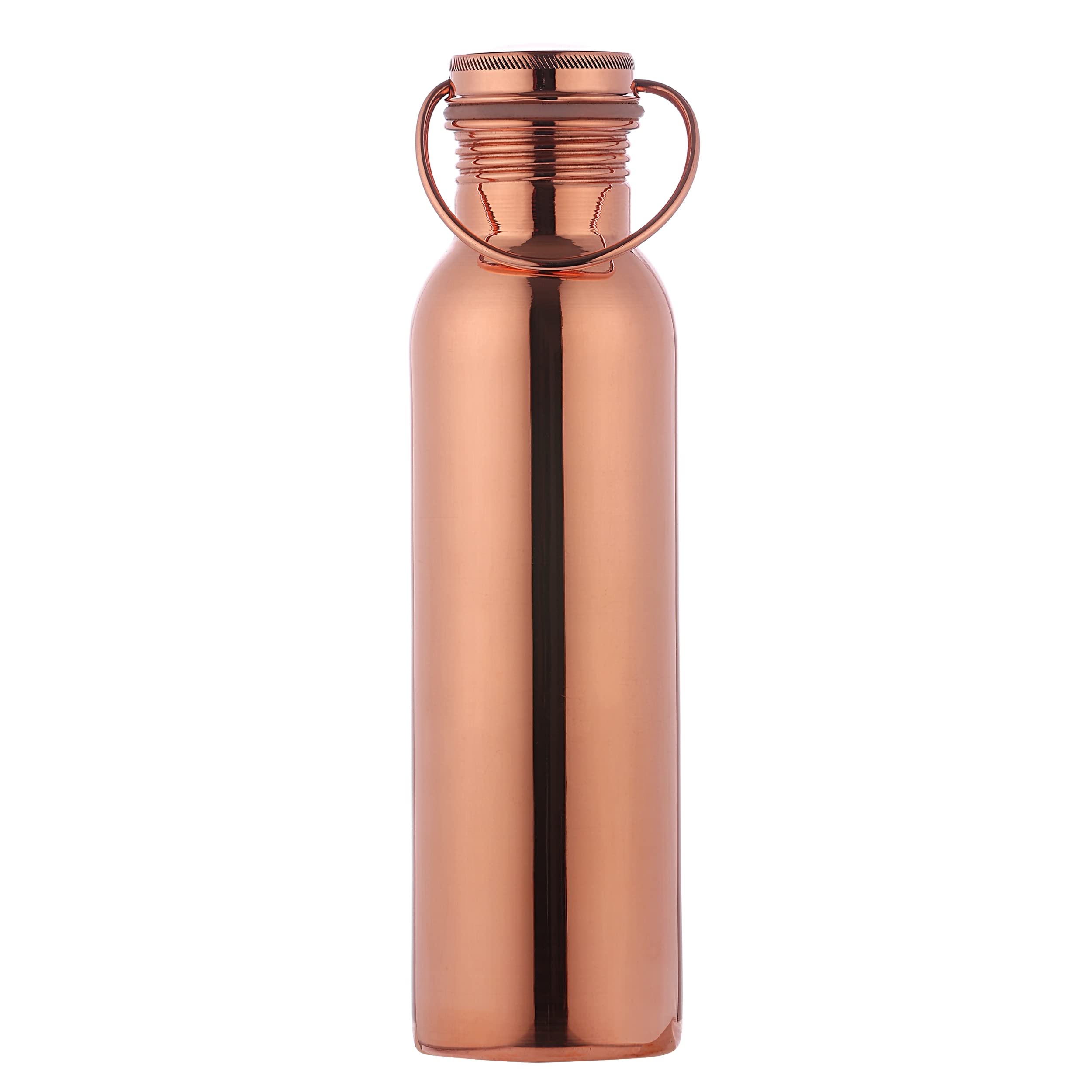 HealthGoodsIn Pure Copper Water Bottle, 600ml, Unlined & Lacquer-Free, Ayurvedic Health Benefits, Copper Color