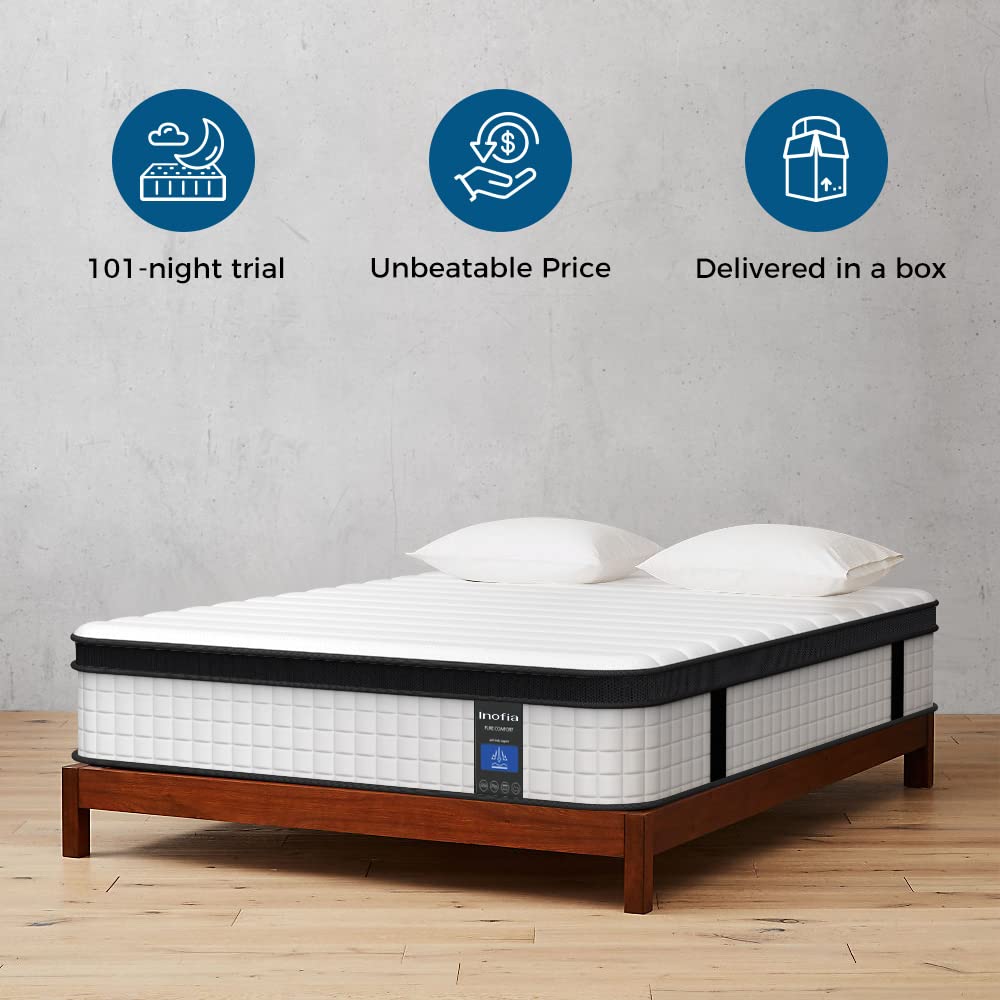 Inofia Twin XL Mattress  12 Inch Hybrid Innerspring Single Mattress in a Box  Cool Bed with Breathable Soft Knitted Fabric Cover