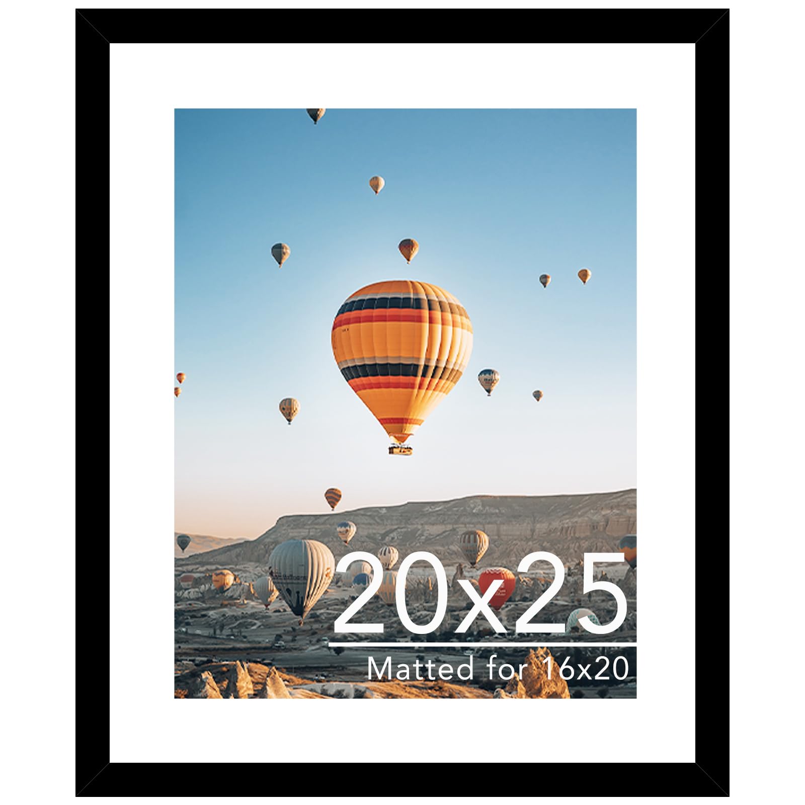 JCJMY 20x25 Picture Frame with 16x20 Mat, Display Photo 16x20 with Mat or 20 x 25 Without Mat, Wall Hanging Large 20 by 25 Poste