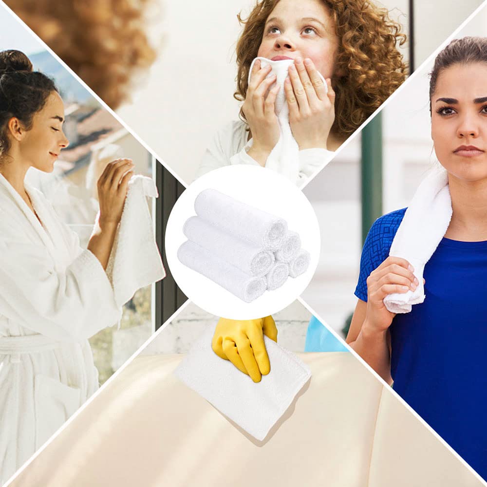 Orighty 6-Pack White Hand Towels - Quick Drying & Absorbent Microfiber Gym Towels 16X28 Inches - Lightweight & Thin White Yoga T