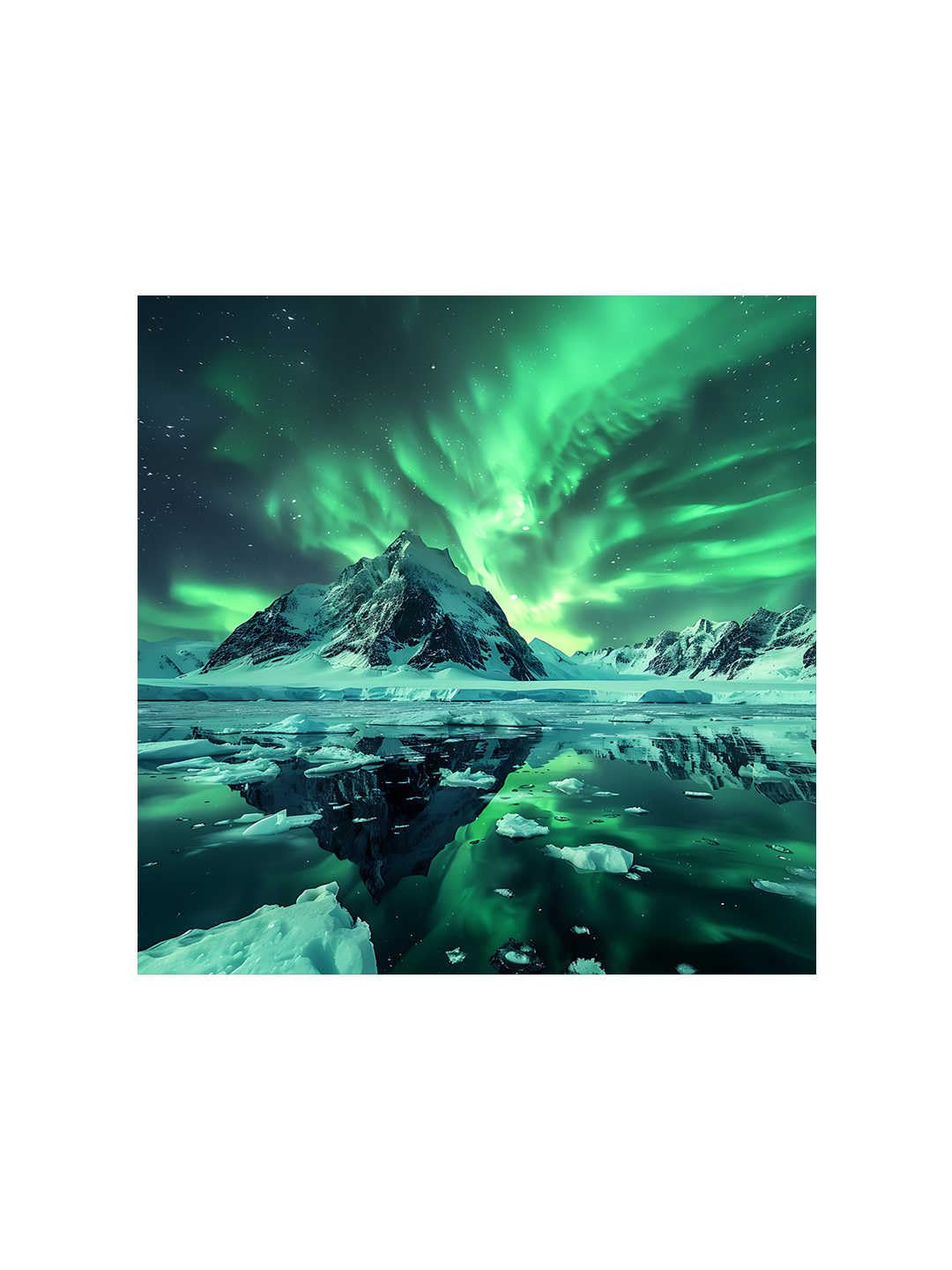 999Store Mystical Aurora Canvas-Wrapped Painting 24X24 - Northern Lights Over Icy Peaks(Flp24X240339)