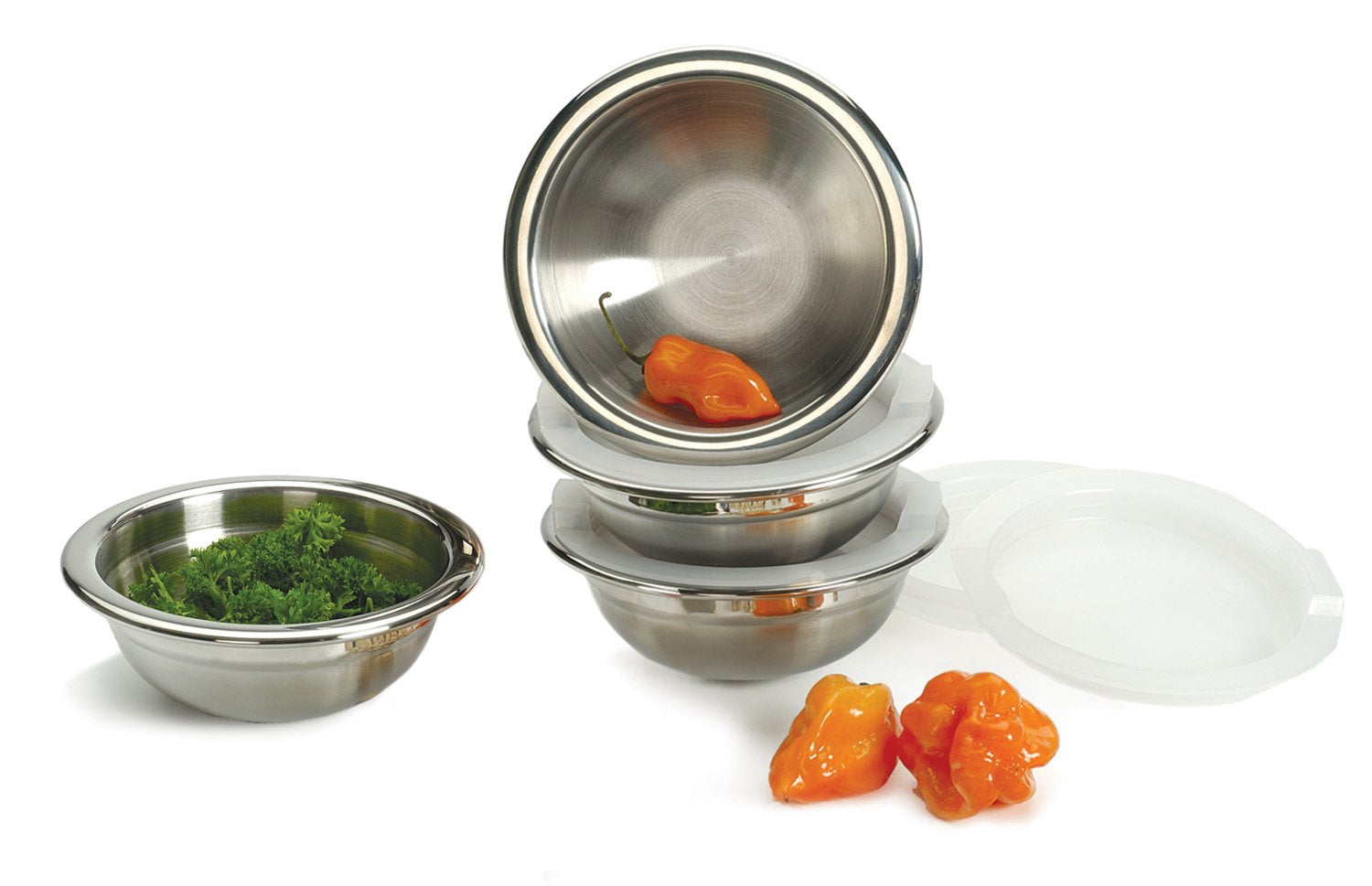 Rsvp International 8 Piece Stainless Steel Prep Bowls Set With Lids, Model Number: (Prep-8)