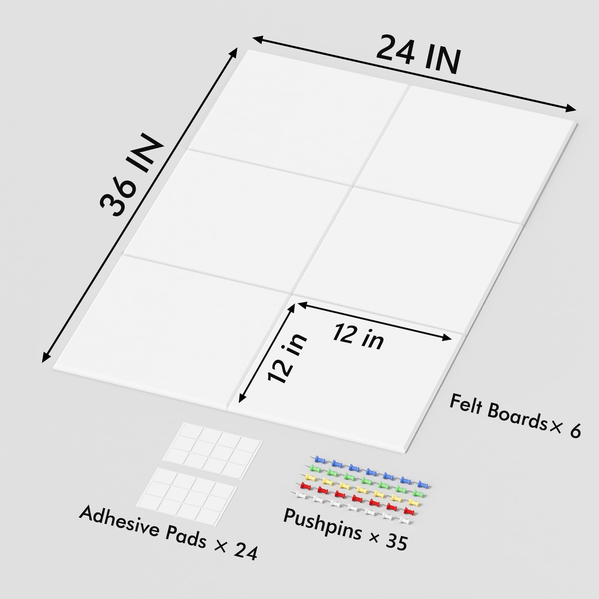 Neatsure Large Cork Board for Wall, 36 x 24 White Bulletin Board with Pushpins, 6 Panels Felt Tiles Tack Push Pin Board for Offi