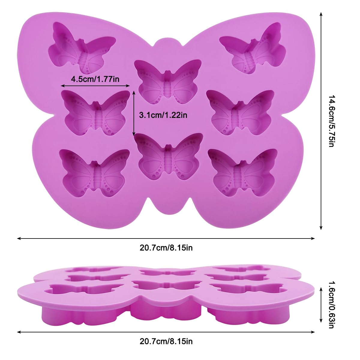 3 Pcs Silicone Butterfly Molds,Non-Stick Butterfly Shape Mold,Butterfly Chocolate Candy Molds,Butterfly Ice Cube Tray-Pink,Blue,