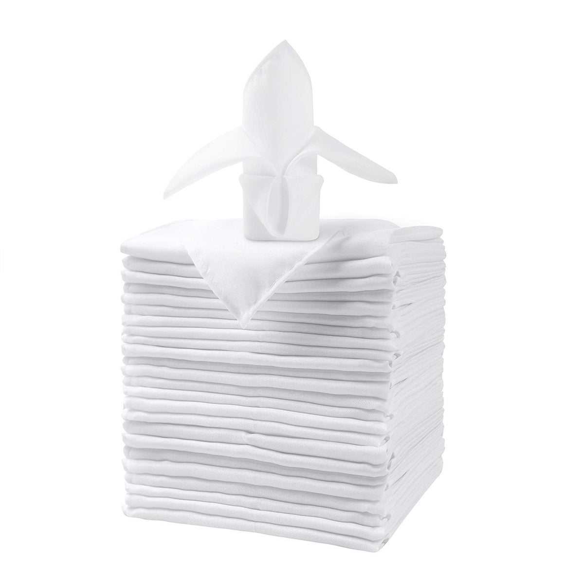25Pcs Polyester Cloth Napkins - 20 X 20 Inch White Dinner Washable Napkins With Hemmed Edges For Restaurant/Wedding/Hotel(25,Whi
