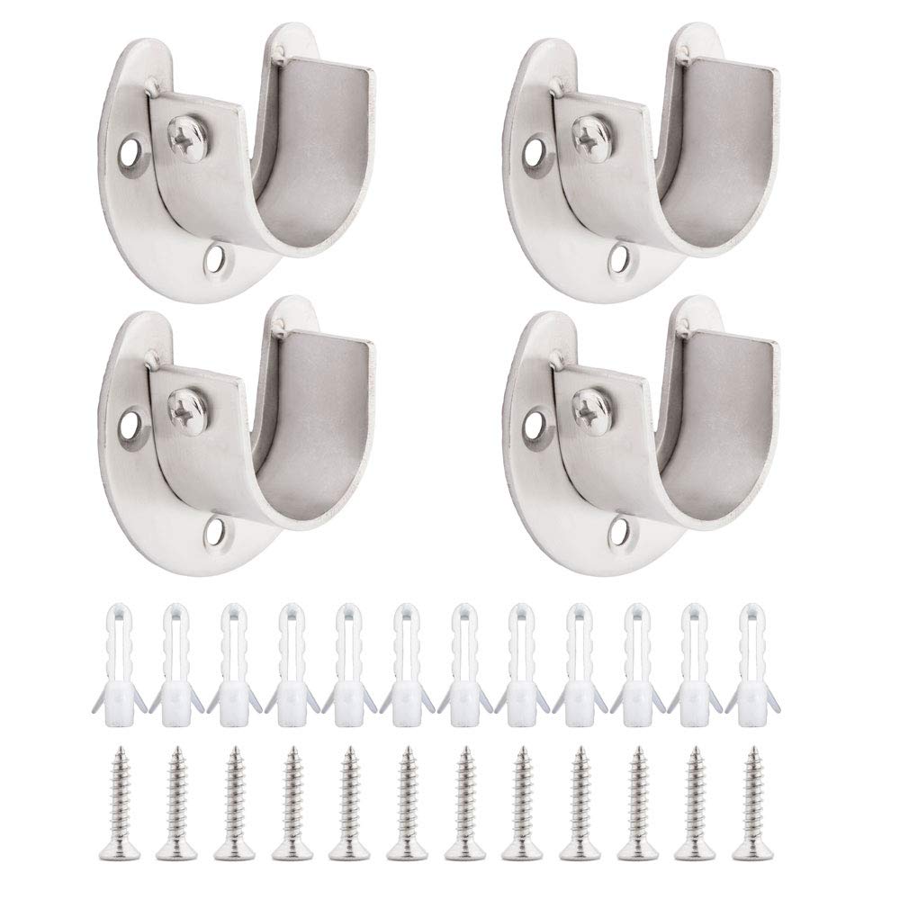 Ulifestar Stainless Steel Closet Rod Holder Bracket Socket Flange Supports,Heavy Duty & Sturdy Shower Curtain Rod Pole Bracket F