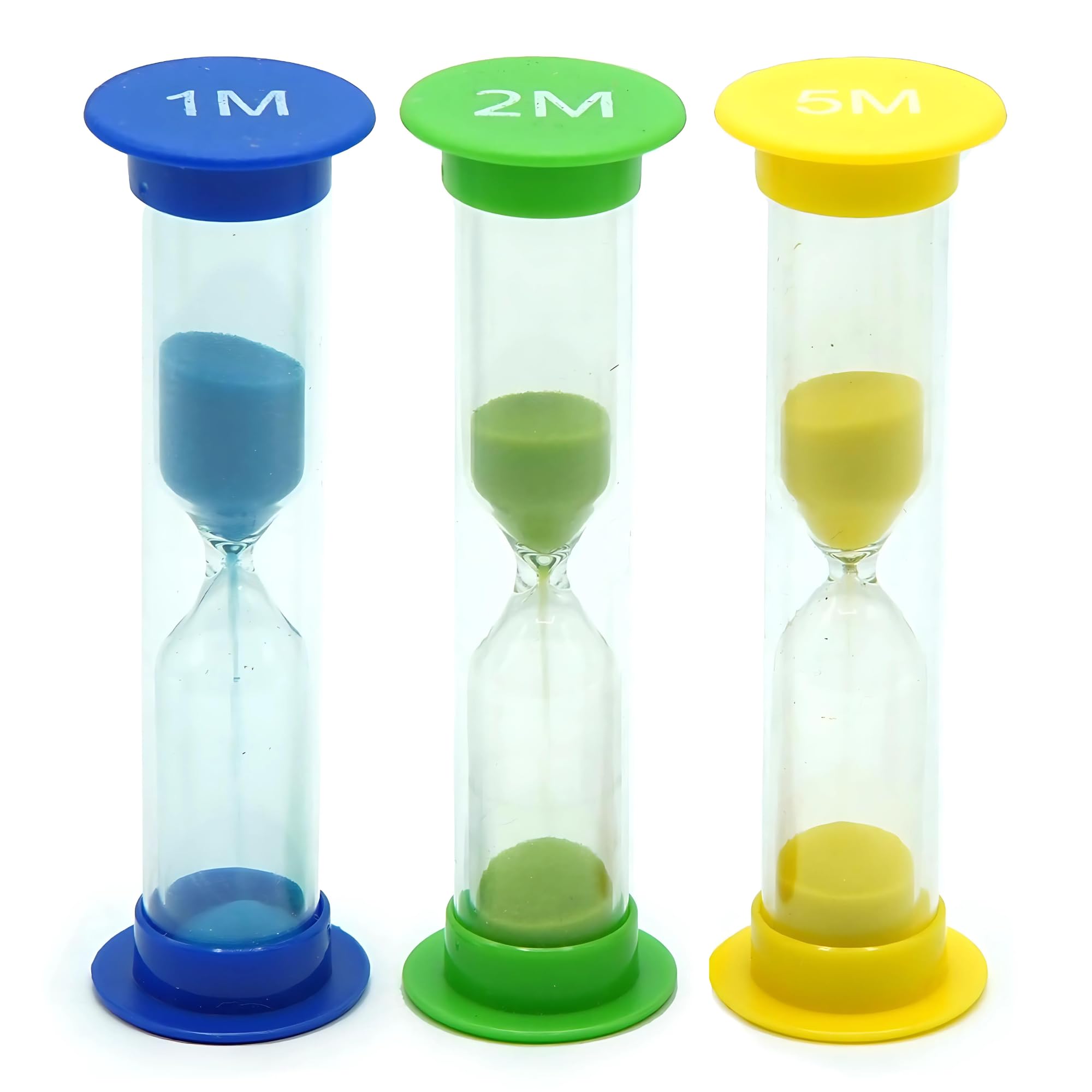Teacherfav Sand Timer For Kids Set Of 3 Small Colorful Hourglass Acrylic Covered Clock 1Min 2Min 5Min For Classroom, Home & Kids