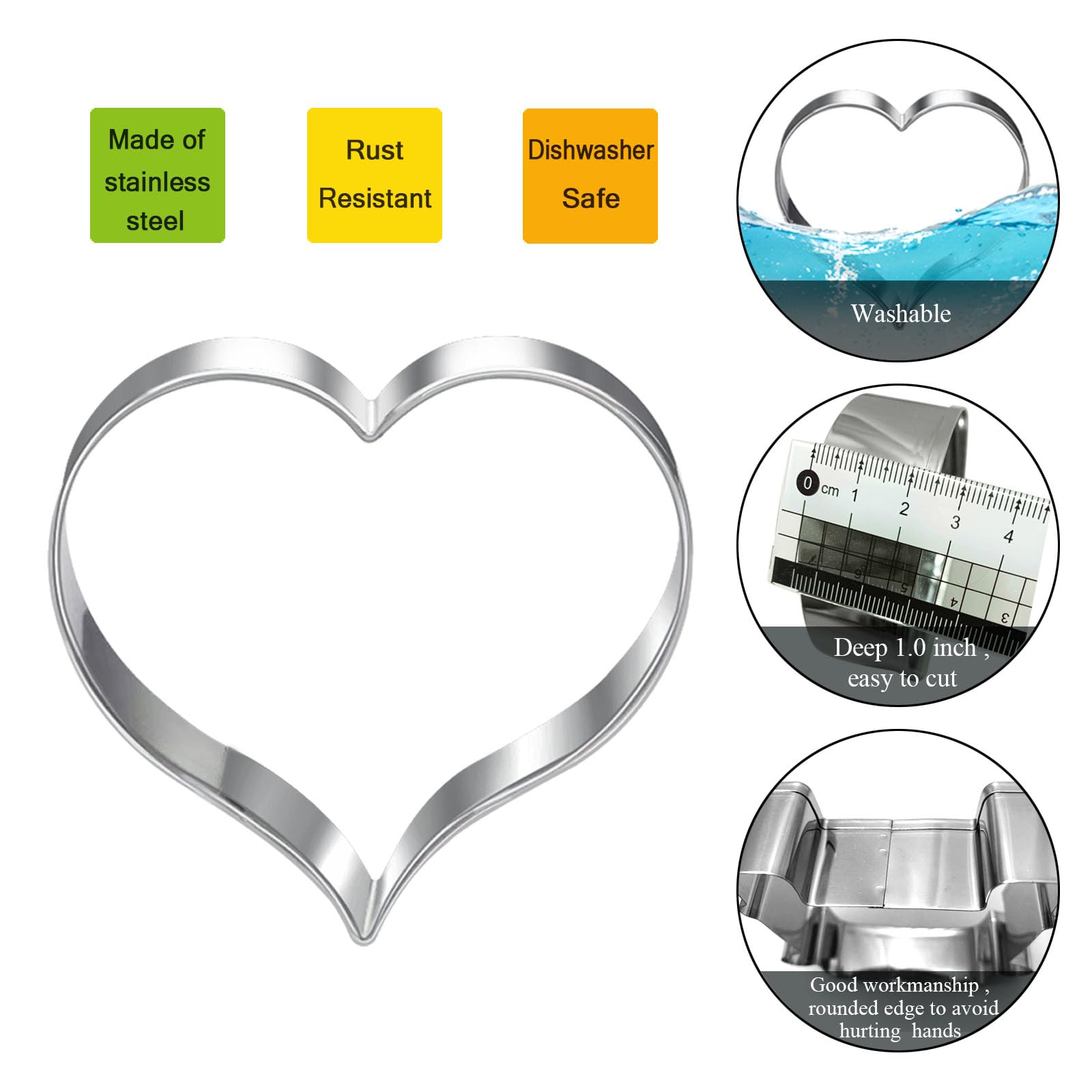 Lubtosmn Large Groovy Cookie Cutter Set-6 Piece-Vw Van, Peace Hand, Daisy, Floral Sunnies, Rainbow And Circle-Diswasher Safe-Coo