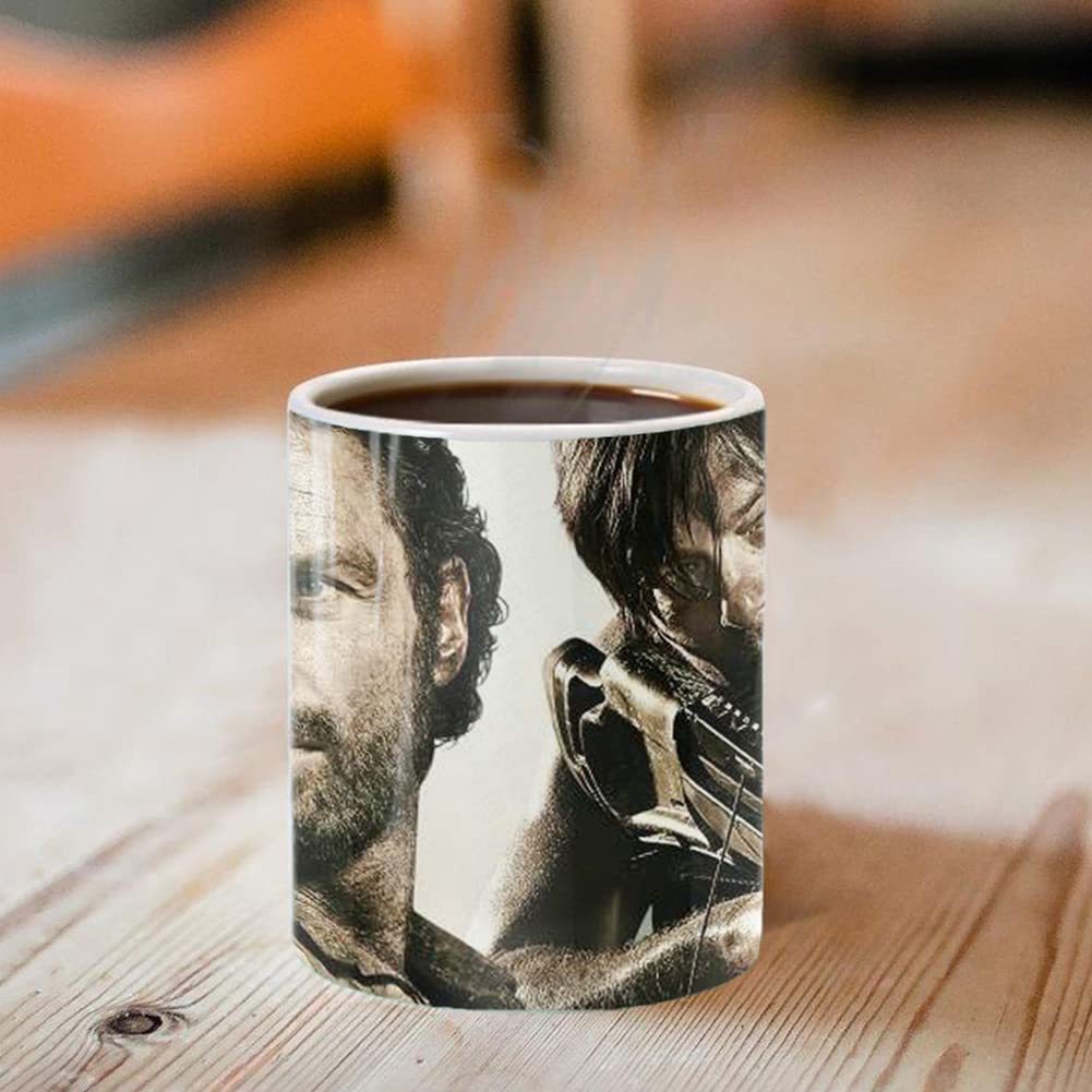 Aigori Rick And Daryl, The Walking Dead Coffee Mug(11Oz), Heat Sensitive Color Changing Coffee Mug, Twd Gift For Men Women Hallo