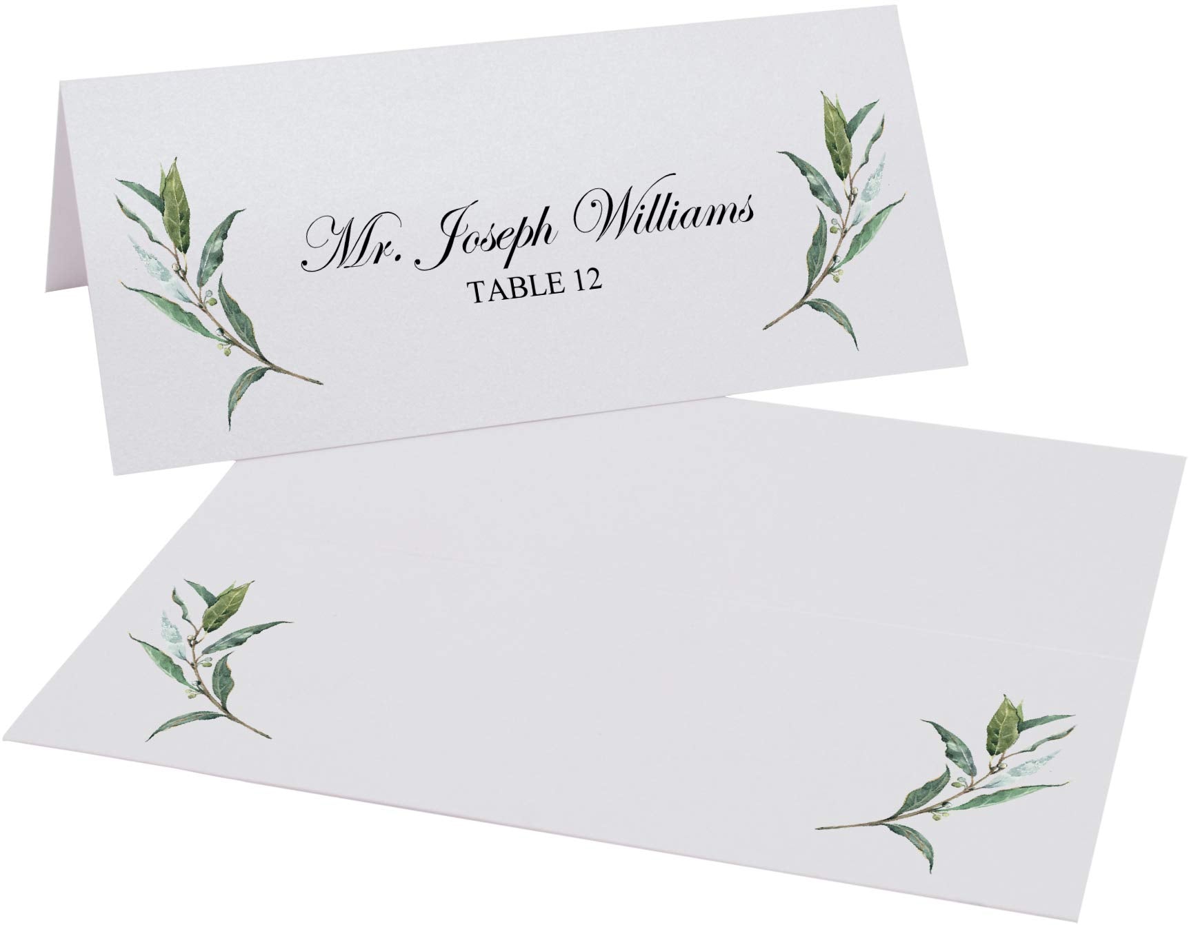 Laurel Wreath And Greenery Corner Printable Place Cards, Set Of 60 (10 Sheets), Laser & Inkjet Printers - Wedding, Party, Dinner