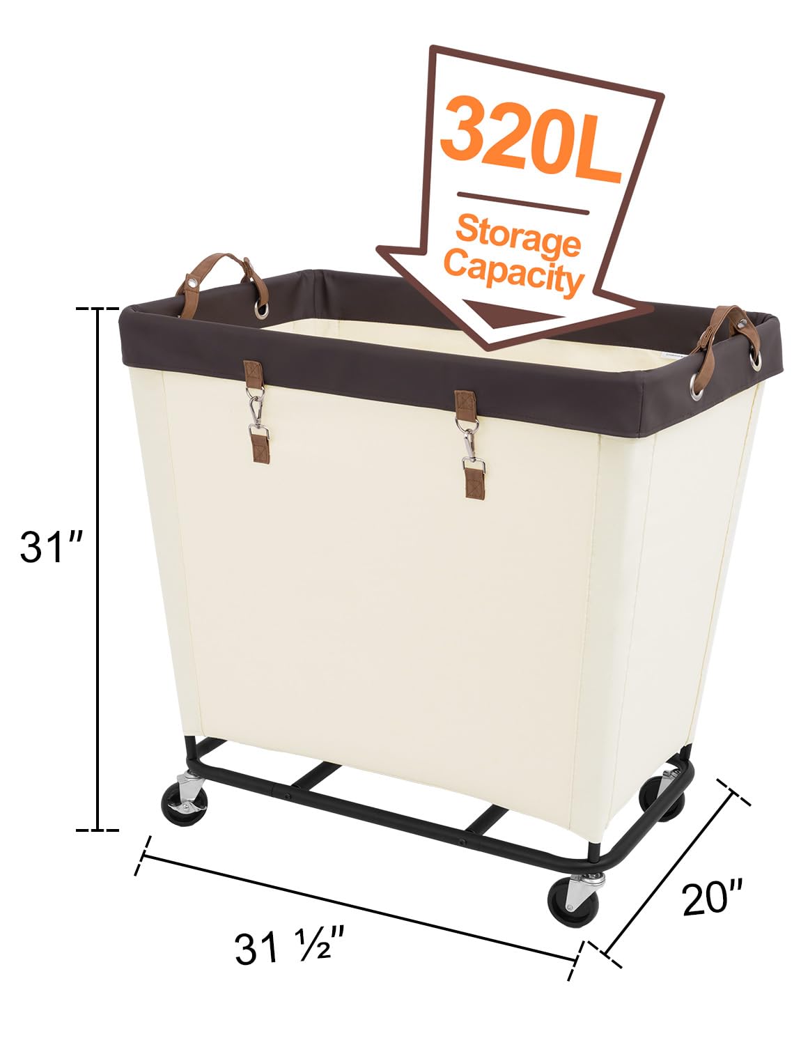 Storageworks Laundry Basket With Wheels, 320L Extra Large Hampers For Laundry, Rolling Laundry Basket, Dirty Clothes Hamper For