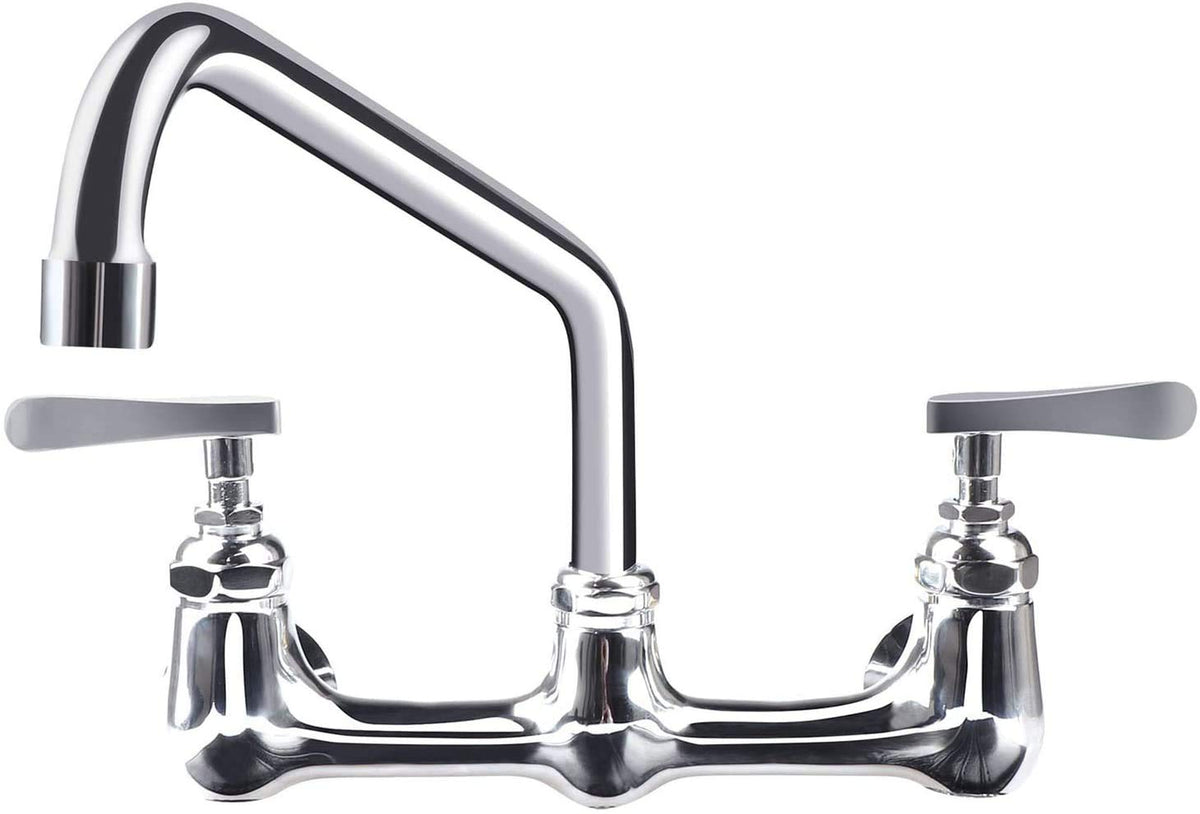 Kwode 8 Inch Center Commercial Sink Faucet With 10    Swivel Spout, Commercial Wall Mount Kitchen Faucet For Kitchen Sink 2-Hand