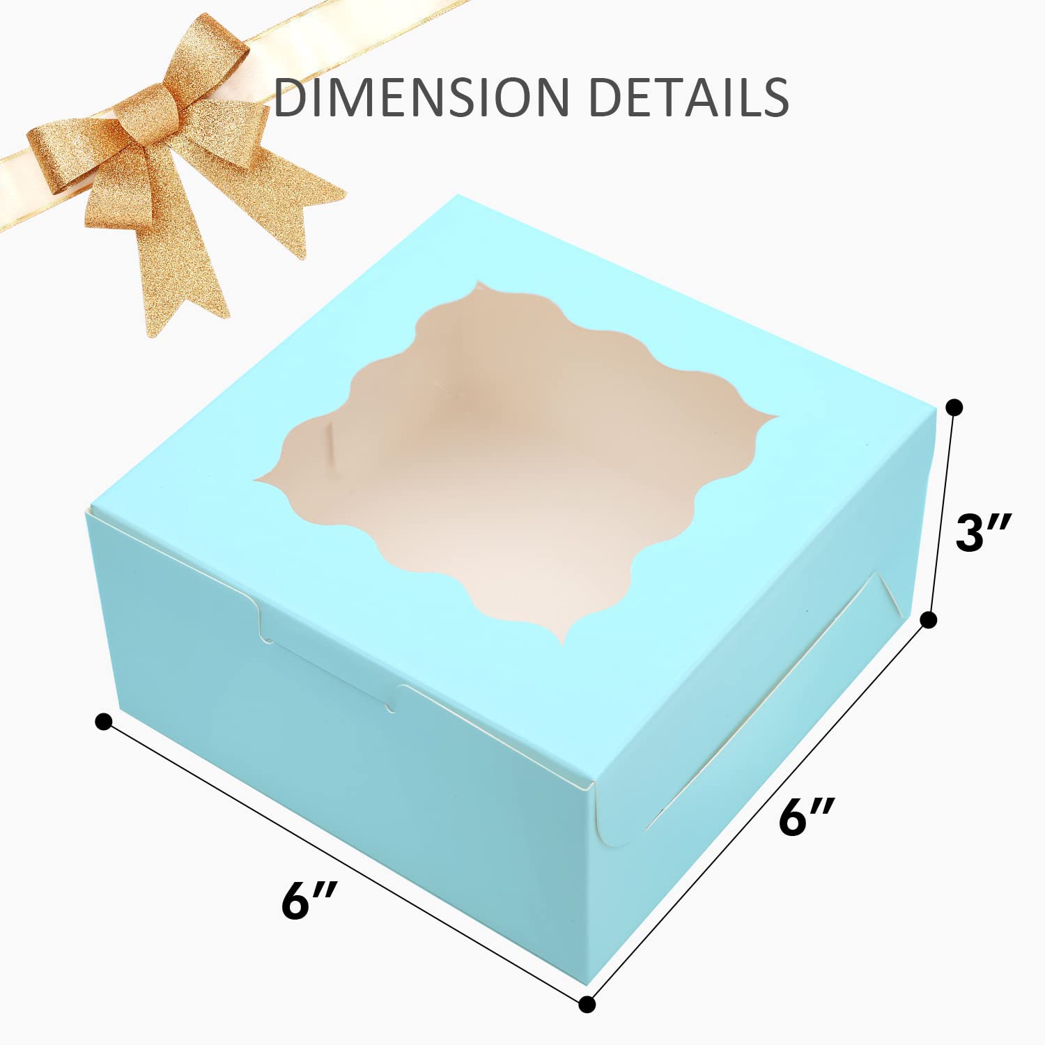 Bakepacker 60Pcs Light Blue Cookie Boxes 6X6X3 Inches Easy Assemble Macaroon Pastry Boxes Bakery Boxes With Window For Bakery