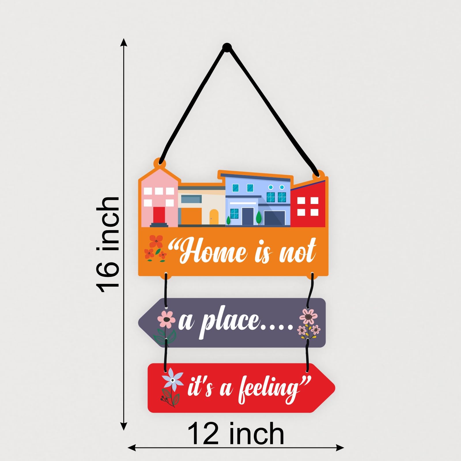 Cvanu Home Is Not A Place ItS A Feeling Quote Printed On Wooden Wall Hanging Board For Wall Decoration (16Inchx12Inch)_W135