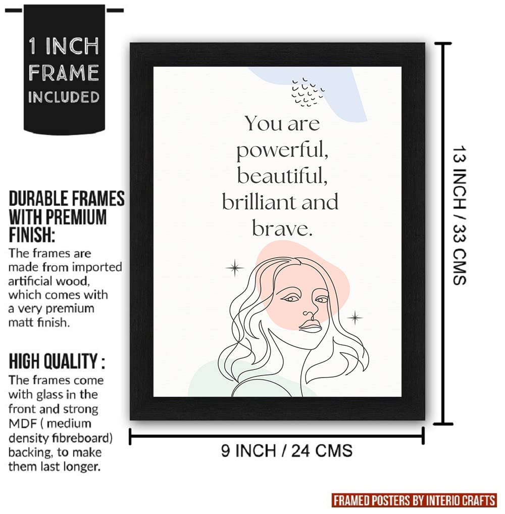 Interio Crafts Women Motivational Quotes Wall Frames - Inspirational Poster for Women or Girl - Gift for Women - Women Empowerme
