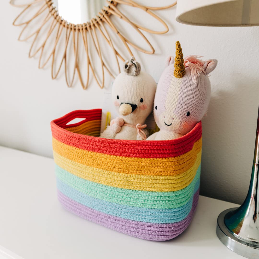 Organihaus Rope Rainbow Storage Baskets For Shelves, Rainbow Baskets For Classroom, Baby Basket For Nursery Storage, Rainbow Sto