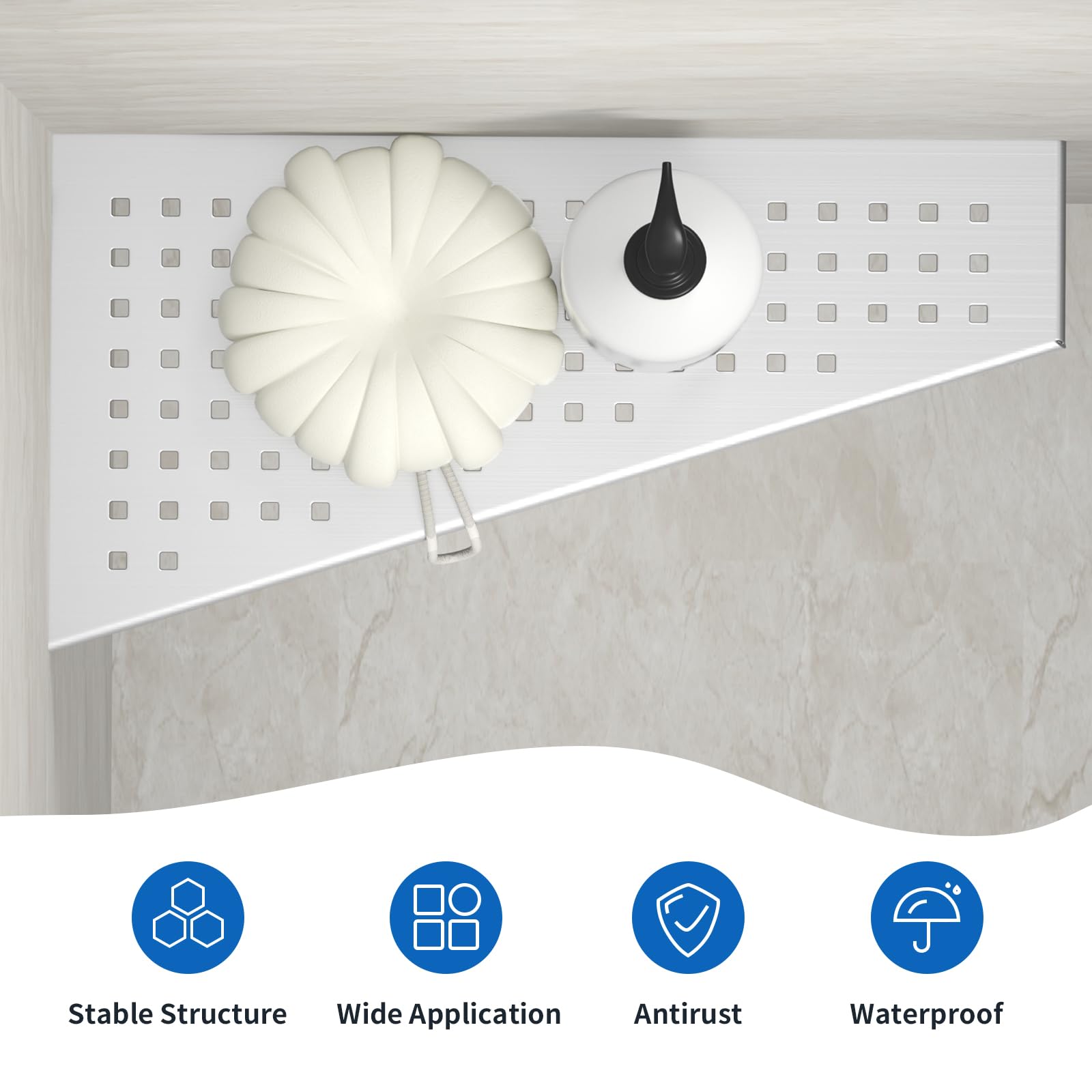 Bernkot Corner Shower Shelf 2Pcs, Trapezoid Shaped Corner Shelves 12'' For Tiled Wall, 304 Stainless Steel Bathroom Floating She