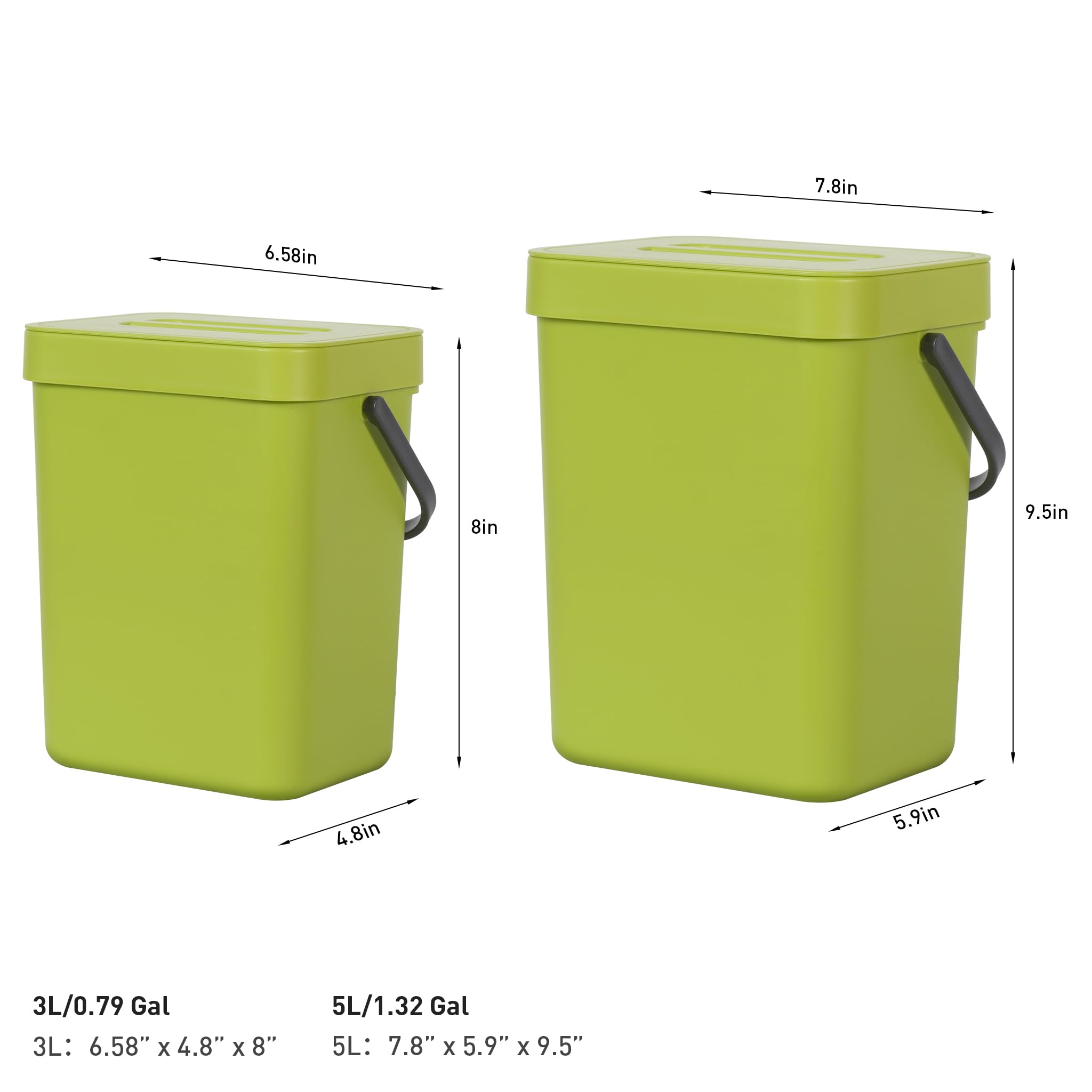 Eko Puro Wall-Mounted Trash Can With Lid, 1.32 Gal / 5L Hanging Trash Can, Small Kitchen Compost Bin For Counter Top, Mini Food