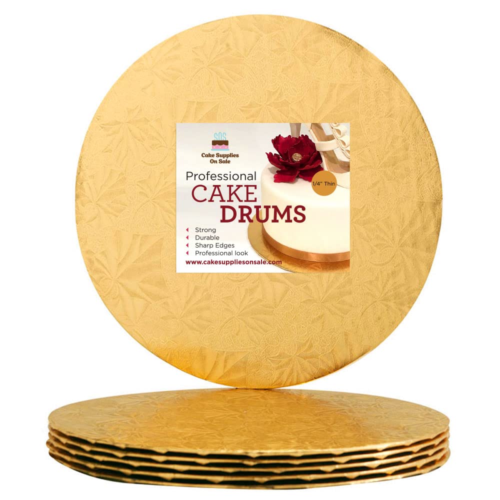 Cake S.O.S. 10'' Gold Round Thin Drum 1/4'', 25 Count