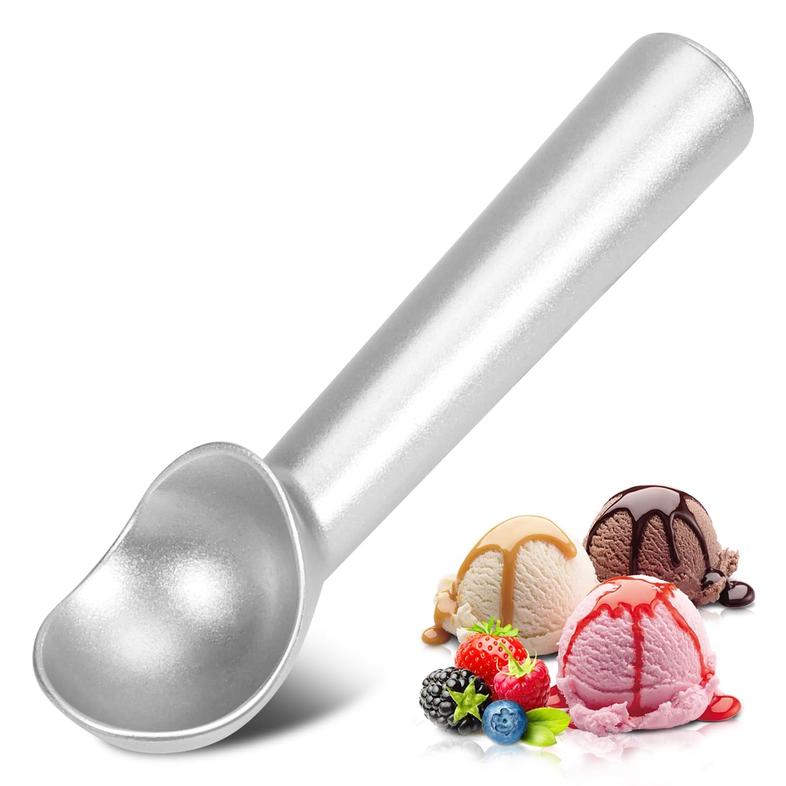Ice Cream Scoop,7 Inches Nonstick Anti-Freeze One Piece Aluminum Scooper Spoon, Heavy Duty Durable Design, Easy Clean, For Gelat