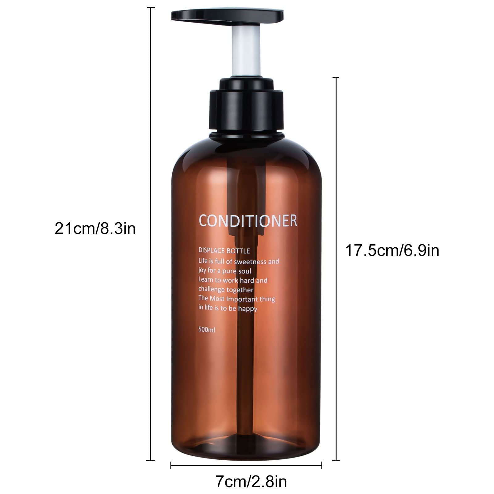 Shampoo And Conditioner Dispenser Pump Bottle,Yeeco Clear Amber 16.9Oz/500Ml 3 Pack Soap Dispenser Shampoo Bottles Refillable Fo