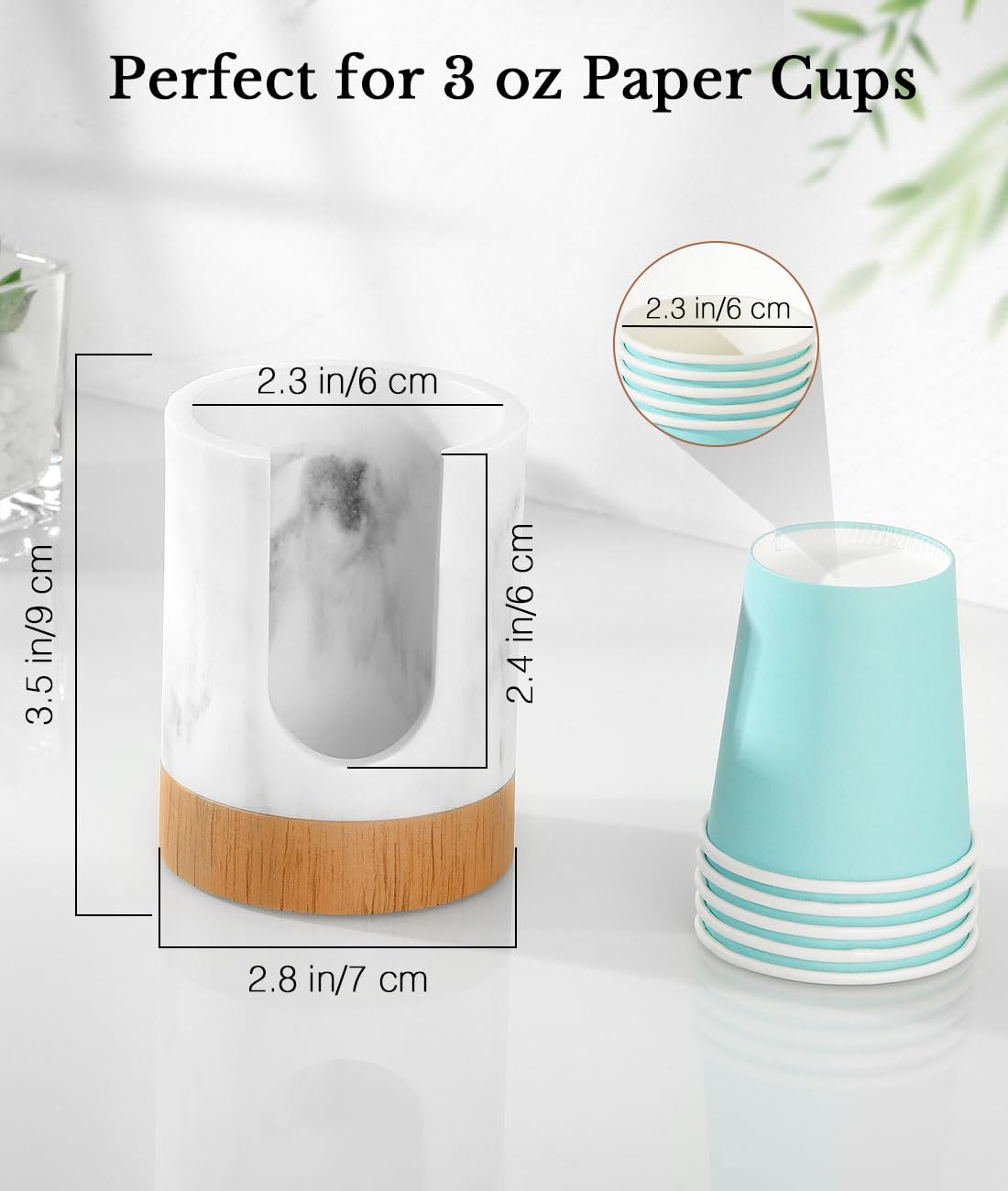 Luxspire Marble Resin Bathroom Cup Dispenser, 3oz Dixie Cup Holder, Gravel White, Model HOLDER220, Guest Bathroom Essential