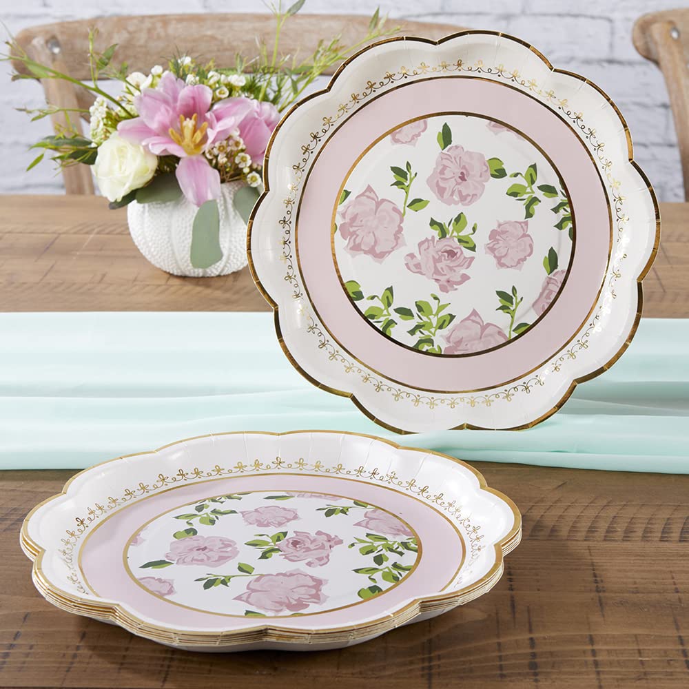 Kate Aspen Vintage Floral Tea Party 9 in. Premium Decorative Paper Plates  Party Supplies - Pink (Set of 16)  (28590PK)