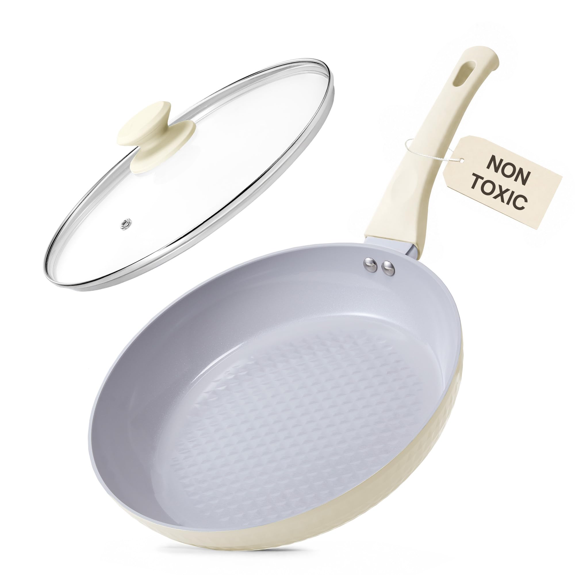 KOKHUB Non Stick Frying Pan Skillet, 11 Ceramic Frying Pan with Lid