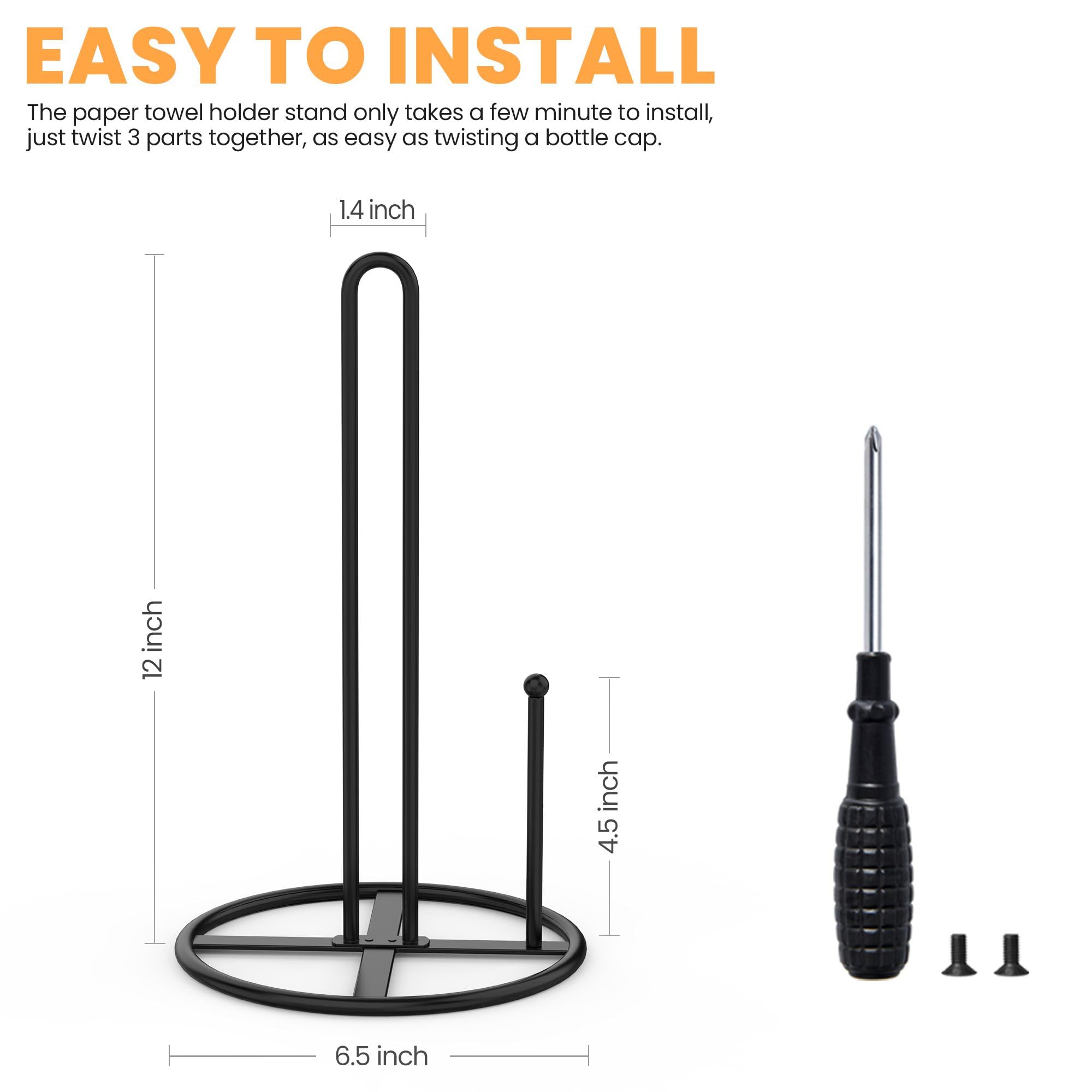 Paper Towel Holder,Black Kitchen Roll Holder For Kitchen Roll Organize