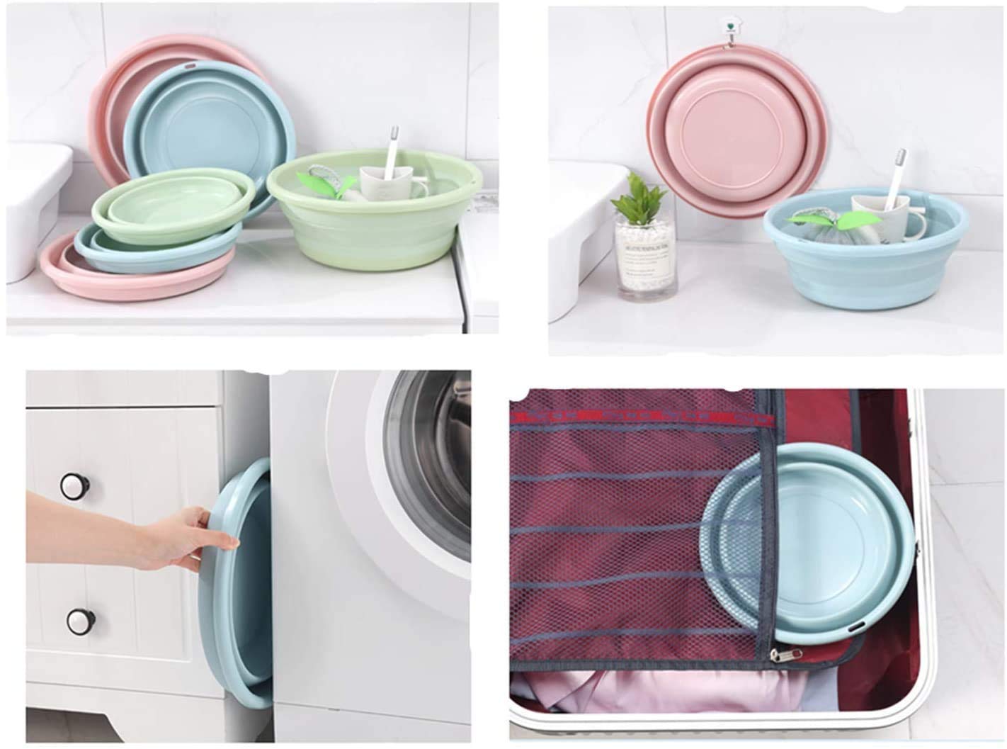 Xjsxzc 10'' Multi-Purpose Collapsible Dish Tub Bowl Bpa-Free Round Lightweight Collapsible Wash Basin (Pink)