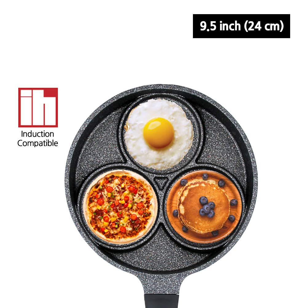 Upit 3-Cup Egg Frying Pan For Induction Stovetop, Nonstick Coating Aluminum Egg Cooker Pan