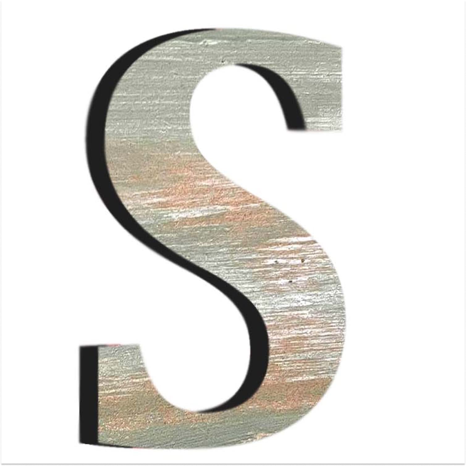 Chalk My Theme Wooden Alphabets And Numbers For Wall Decoration | 5 Inch Large Wooden Letter S In Rustic Green And Grey Color Wi