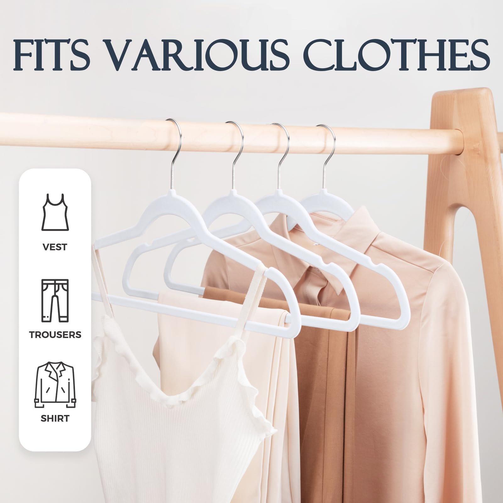 HOUSE DAY White Velvet Hangers 60 Pack  Premium Clothes Hangers Non-Slip Felt Coat Hangers  Sturdy White Hangers Heavy Duty  Space Saving Durable Suit Hangers  No Hanger Marks 360 Rotating
