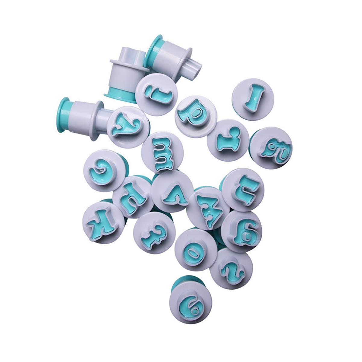 Alphabet Letters Molds, 26Pcs Plunger Cutters, Lower-Case Fondant Letter Cutters, Fondant Cake Biscuit Mold, Cake Decorating Too