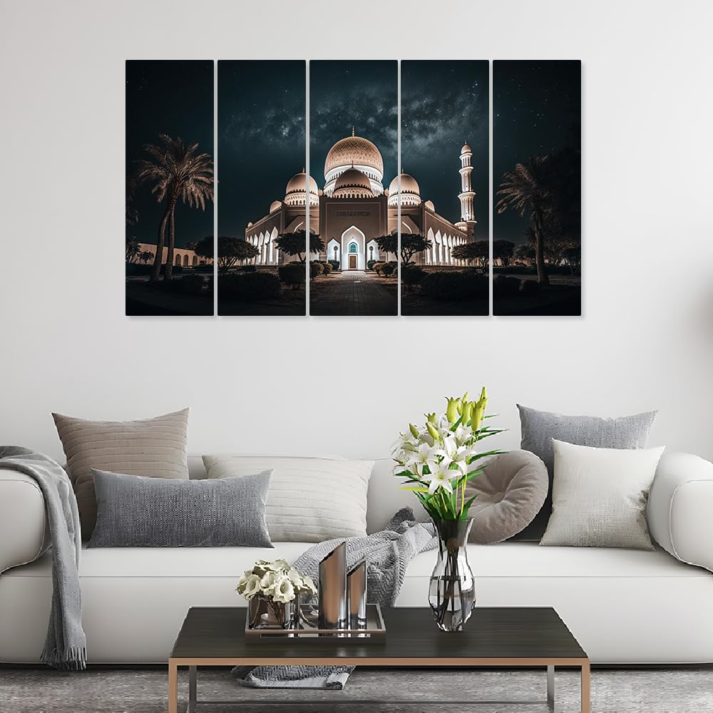 Dekorstation Multiple Frames, Blessed Ramadan Nights Serene Mosque Wall Painting For Living Room, Bedroom, Office, Hotels, Drawi