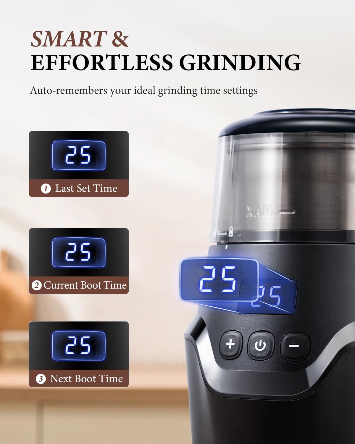Shardor Adjustable Coffee Grinder Electric, Super Silent Electric Coffee Bean Grinder With Time-Memory Adjustment And Multi-Func